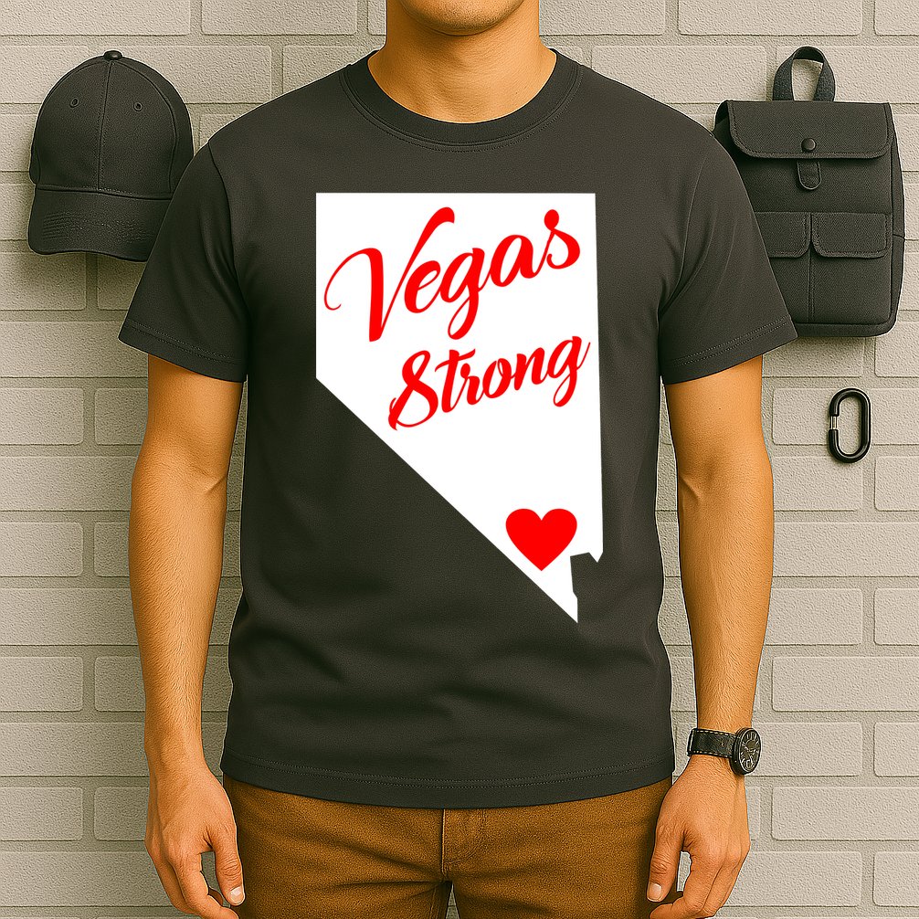Vegas Strong Nevada Heart Script T-Shirt