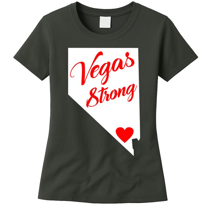Vegas Strong Nevada Heart Script Womens T-Shirt