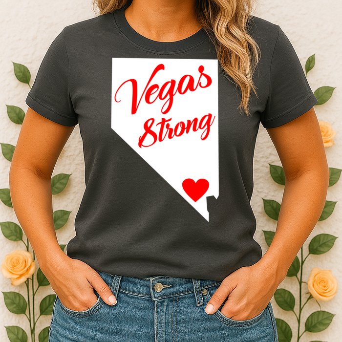 Vegas Strong Nevada Heart Script Womens T-Shirt