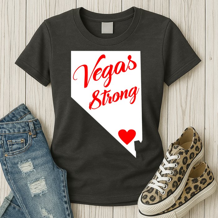 Vegas Strong Nevada Heart Script Womens T-Shirt