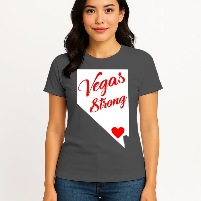 Vegas Strong Nevada Heart Script Womens T-Shirt