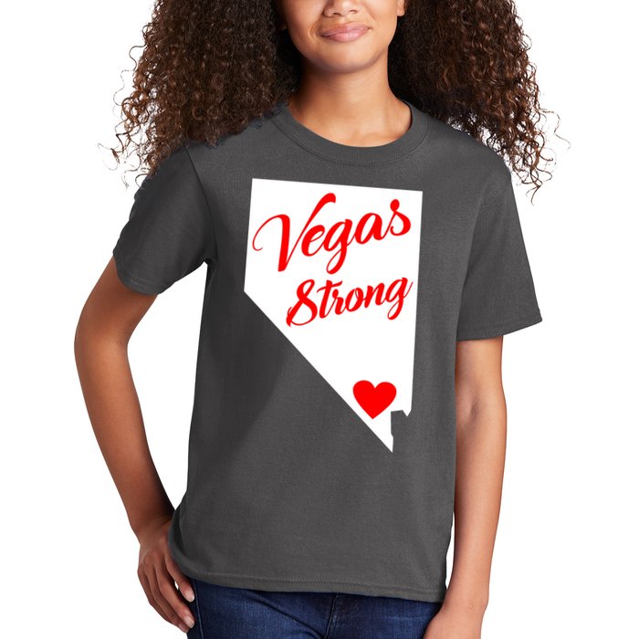 Vegas Strong Nevada Heart Script Kids T-Shirt