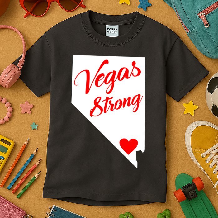 Vegas Strong Nevada Heart Script Kids T-Shirt