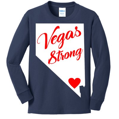 Vegas Strong Nevada Heart Script Kids Long Sleeve Shirt