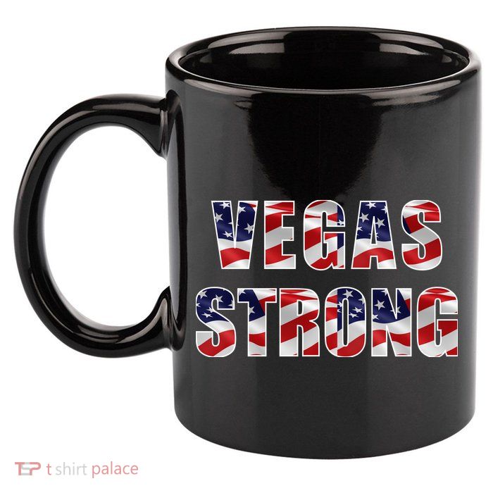 Vegas Strong USA Flag 11oz C Handle Ceramic Mug