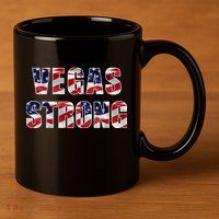 Vegas Strong USA Flag 11oz C Handle Ceramic Mug