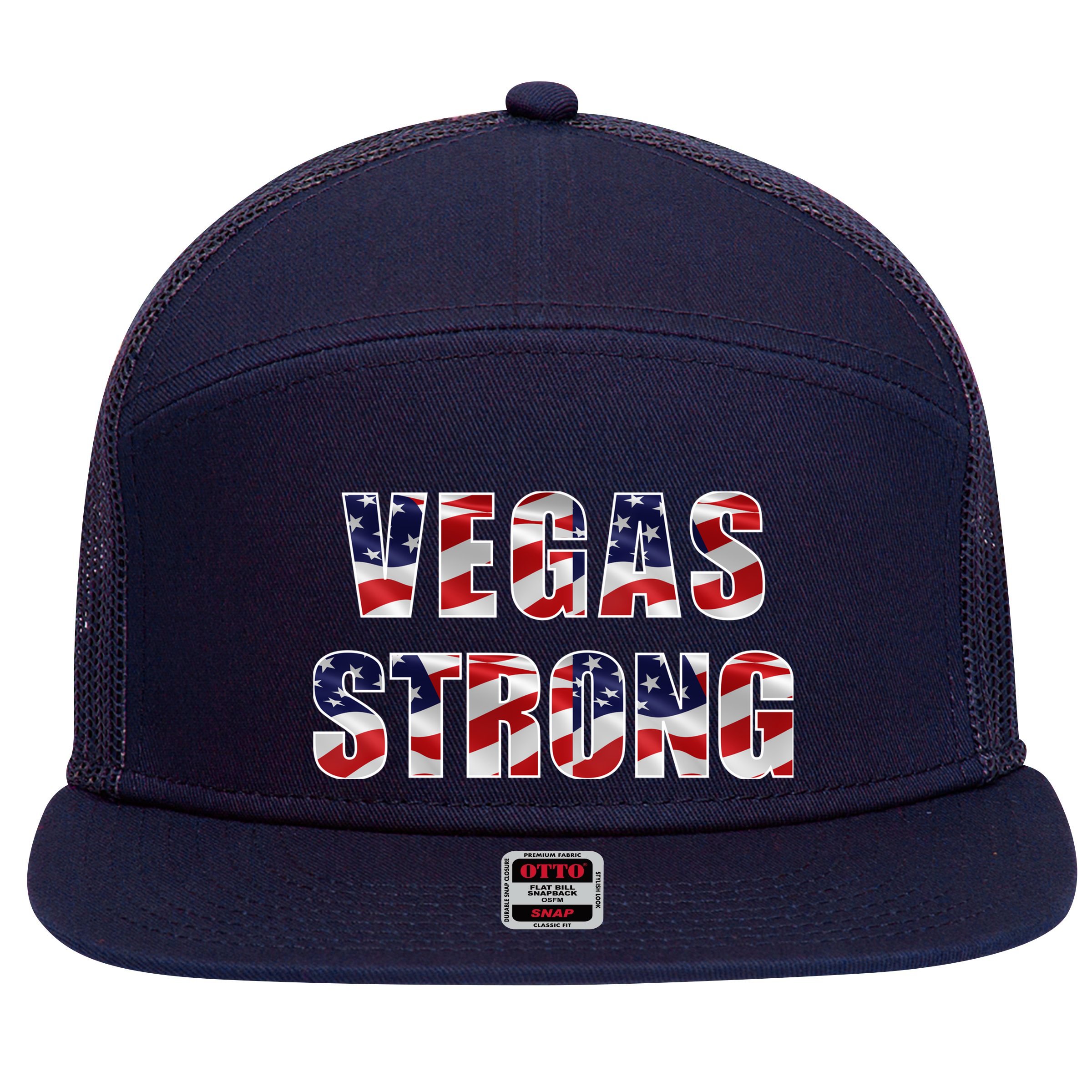 Vegas Strong USA Flag 7 Panel Mesh Trucker Snapback Hat