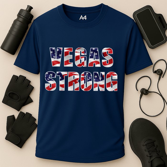 Vegas Strong USA Flag Cooling Performance Crew T-Shirt