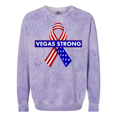 Vegas Strong USA Flag Ribbon Colorblast Crewneck Sweatshirt