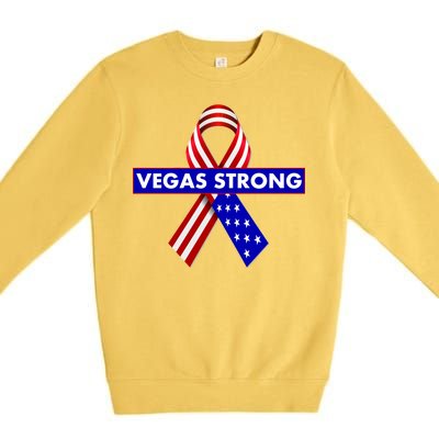 Vegas Strong USA Flag Ribbon Premium Crewneck Sweatshirt