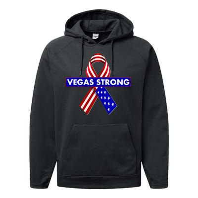 Vegas Strong USA Flag Ribbon Performance Fleece Hoodie