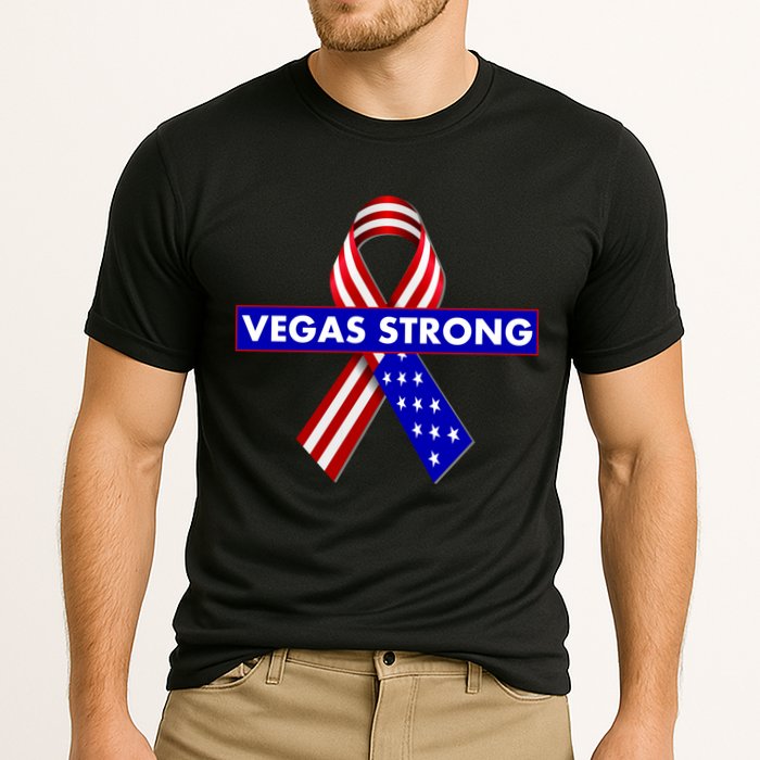 Vegas Strong USA Flag Ribbon Cooling Performance Crew T-Shirt