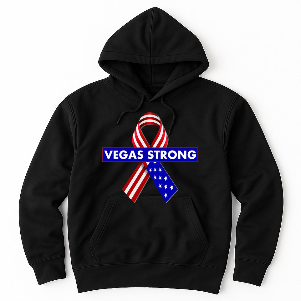Vegas Strong USA Flag Ribbon Hoodie