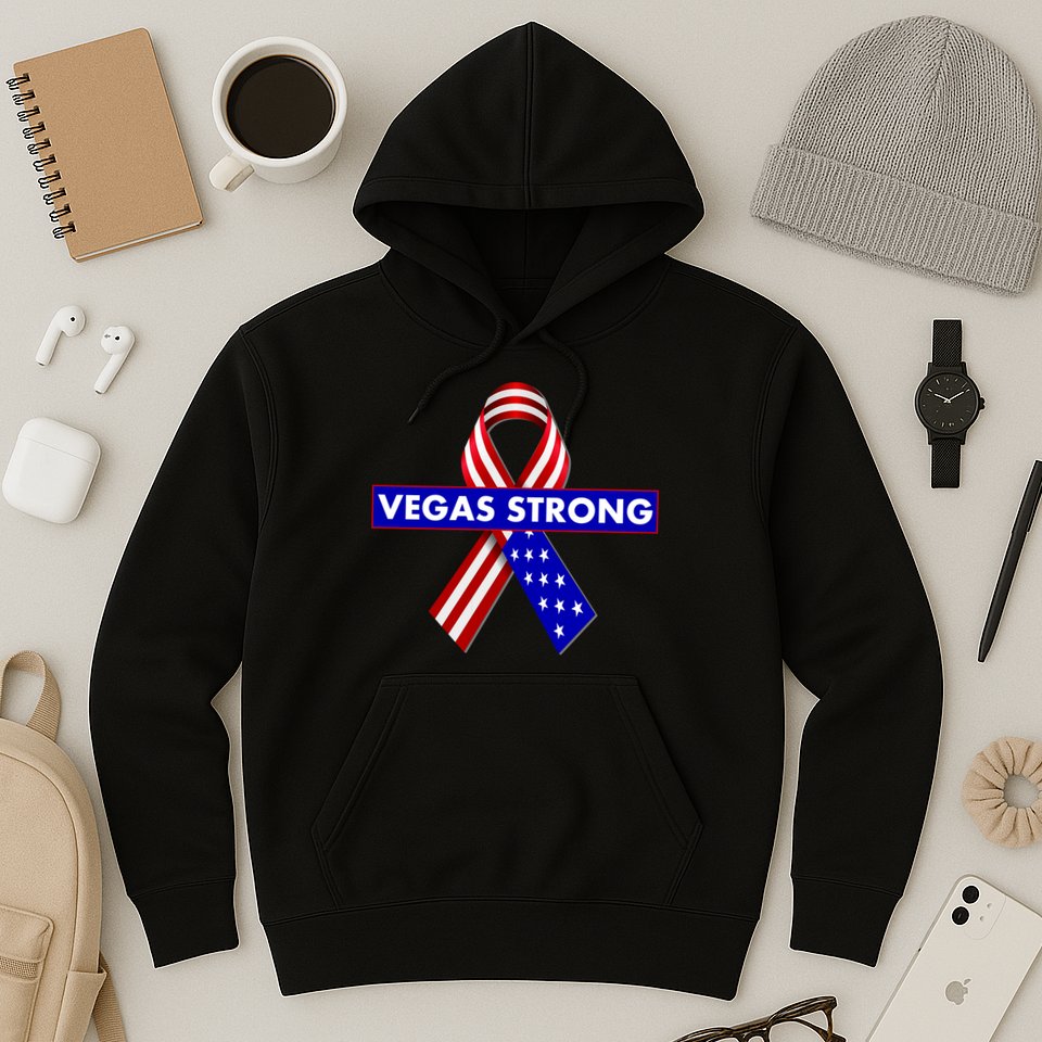 Vegas Strong USA Flag Ribbon Hoodie