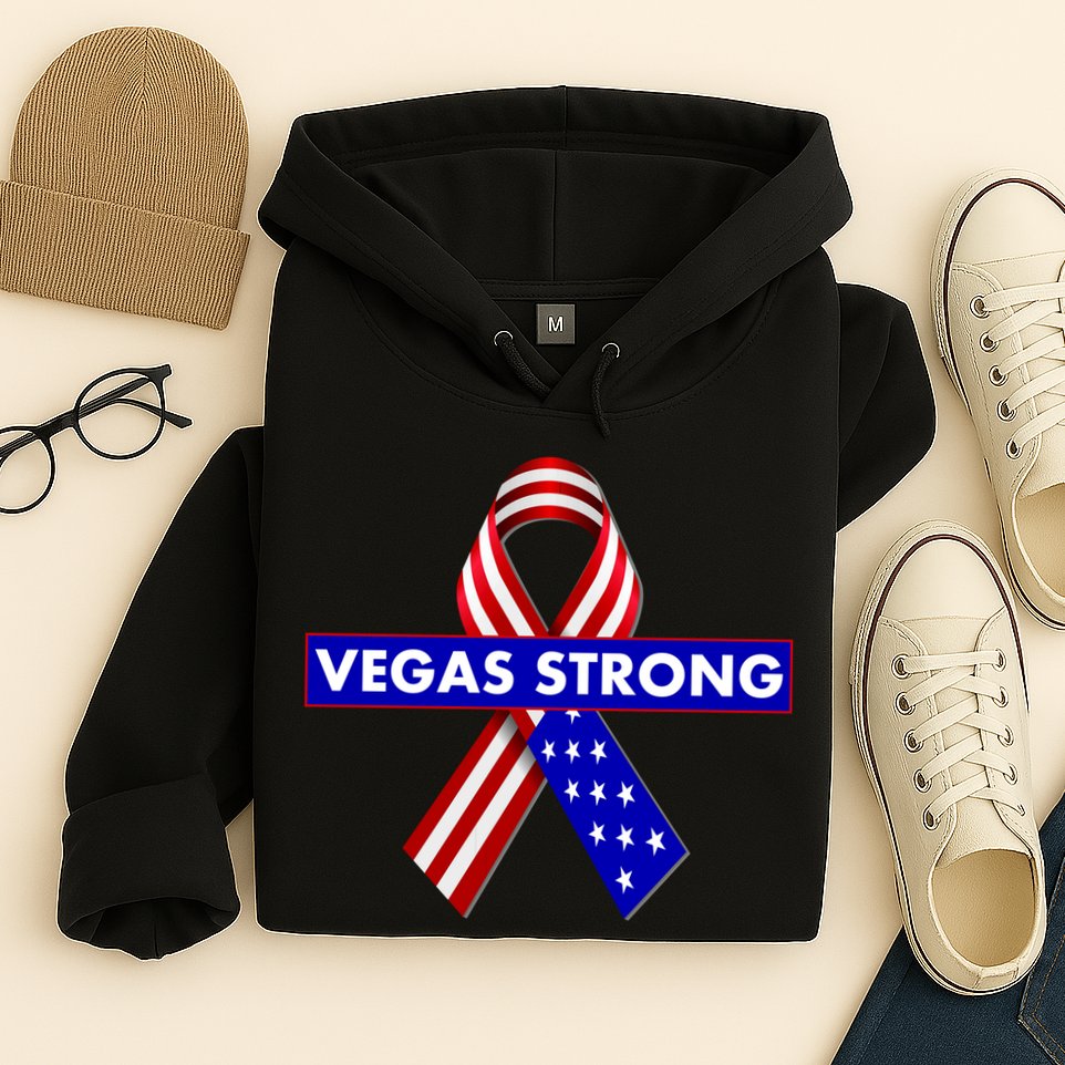 Vegas Strong USA Flag Ribbon Hoodie