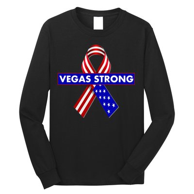 Vegas Strong USA Flag Ribbon Long Sleeve Shirt