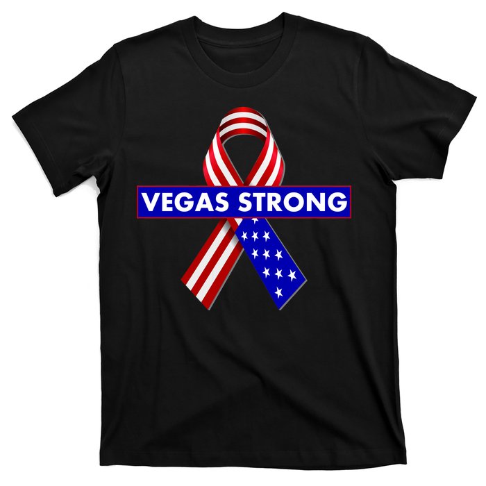 Vegas Strong USA Flag Ribbon T-Shirt