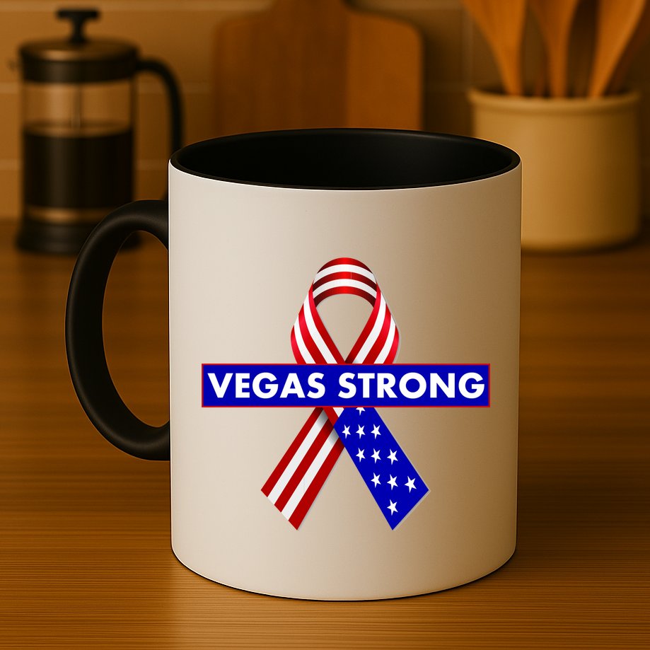 Vegas Strong USA Flag Ribbon Mug