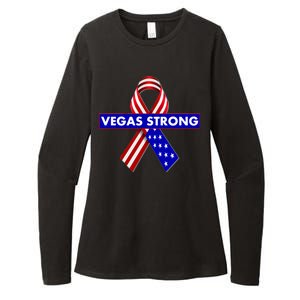 Vegas Strong USA Flag Ribbon Womens CVC Long Sleeve Shirt