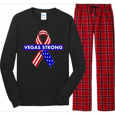 Vegas Strong USA Flag Ribbon Long Sleeve Pajama Set