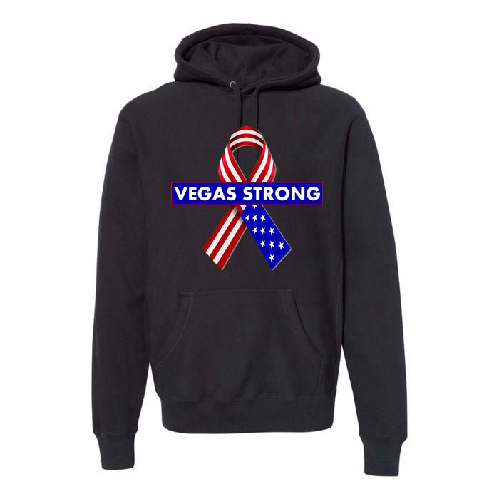 Vegas Strong USA Flag Ribbon Premium Hoodie