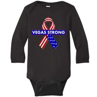 Vegas Strong USA Flag Ribbon Baby Long Sleeve Bodysuit