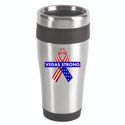 Vegas Strong USA Flag Ribbon 16oz Travel Tumbler