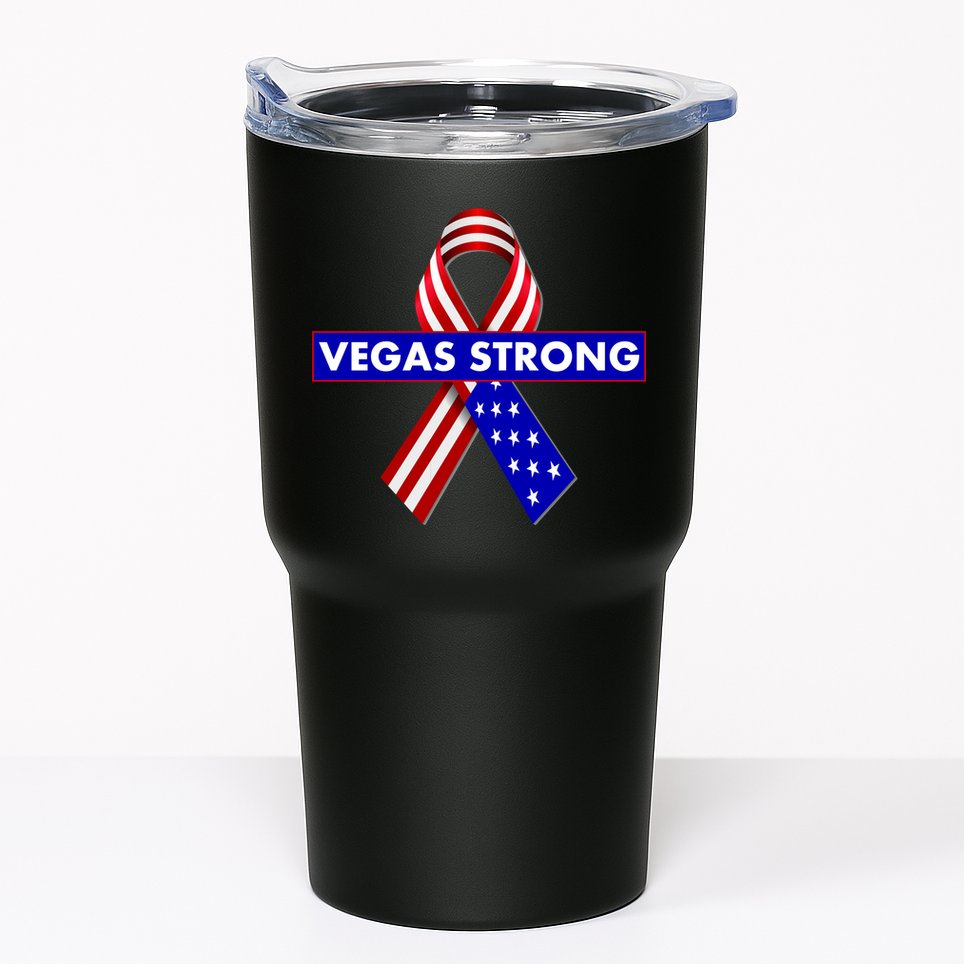 Vegas Strong USA Flag Ribbon Tumbler