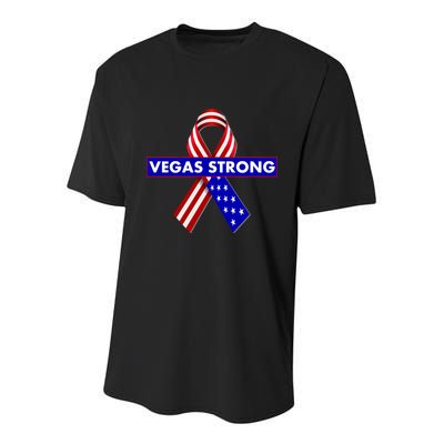 Vegas Strong USA Flag Ribbon Youth Performance Sprint T-Shirt