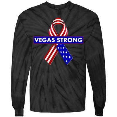 Vegas Strong USA Flag Ribbon Tie-Dye Long Sleeve Shirt