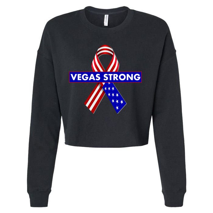 Vegas Strong USA Flag Ribbon Cropped Pullover Crew
