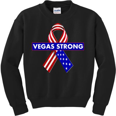 Vegas Strong USA Flag Ribbon Kids Sweatshirt