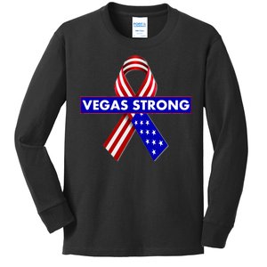 Vegas Strong USA Flag Ribbon Kids Long Sleeve Shirt