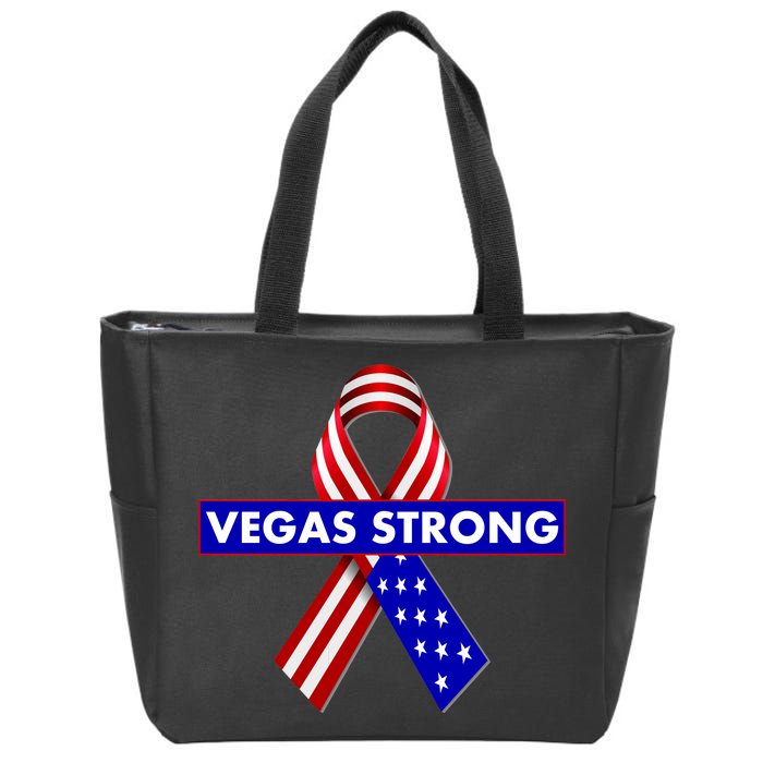 Vegas Strong USA Flag Ribbon Zip Tote Bag