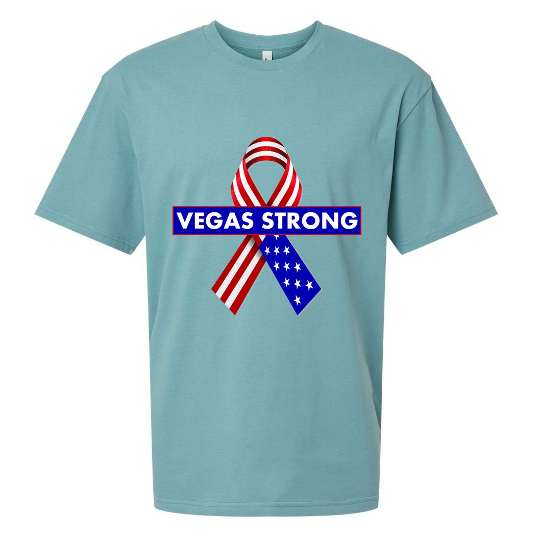 Vegas Strong USA Flag Ribbon Sueded Cloud Jersey T-Shirt