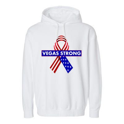 Vegas Strong USA Flag Ribbon Garment-Dyed Fleece Hoodie