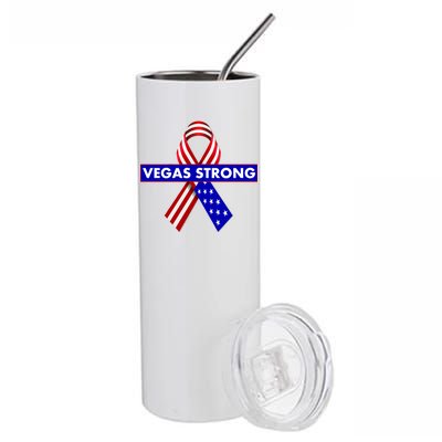 Vegas Strong USA Flag Ribbon Stainless Steel Tumbler