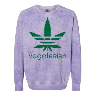 Vegetarian Funny Weed  Colorblast Crewneck Sweatshirt