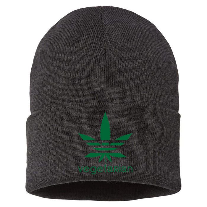 Vegetarian Funny Weed  Sustainable Knit Beanie