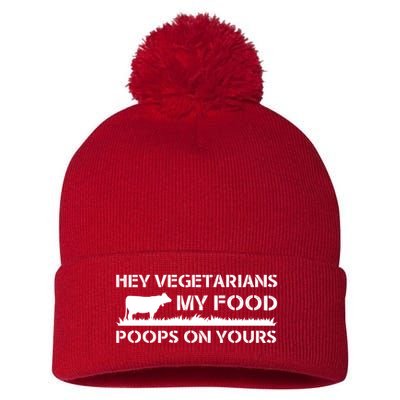 Vegetarians My Food Poops On Yours Pom Pom 12in Knit Beanie