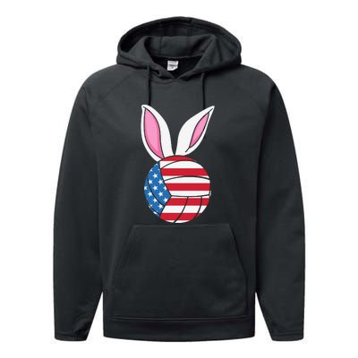 Volleyball Easter Happy Easter Day Funny Easter Ears Bunny Performance Fleece Hoodie