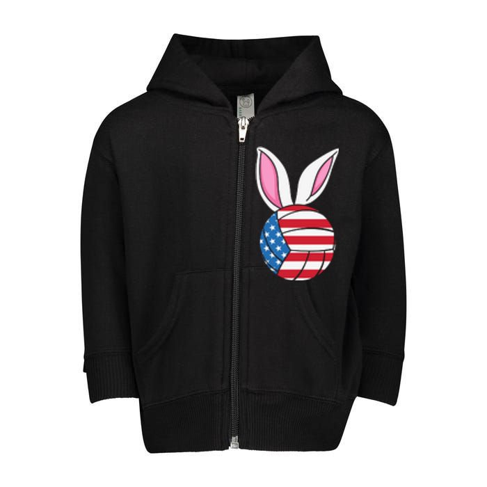 Volleyball Easter Happy Easter Day Funny Easter Ears Bunny Toddler Zip Fleece Hoodie