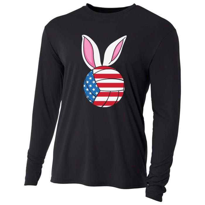 Volleyball Easter Happy Easter Day Funny Easter Ears Bunny Cooling Performance Long Sleeve Crew