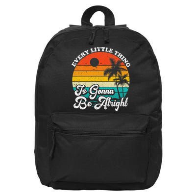 Vintage Every Little Thing Is Gonna Be Alright Beach Sunset 16 in Basic Backpack