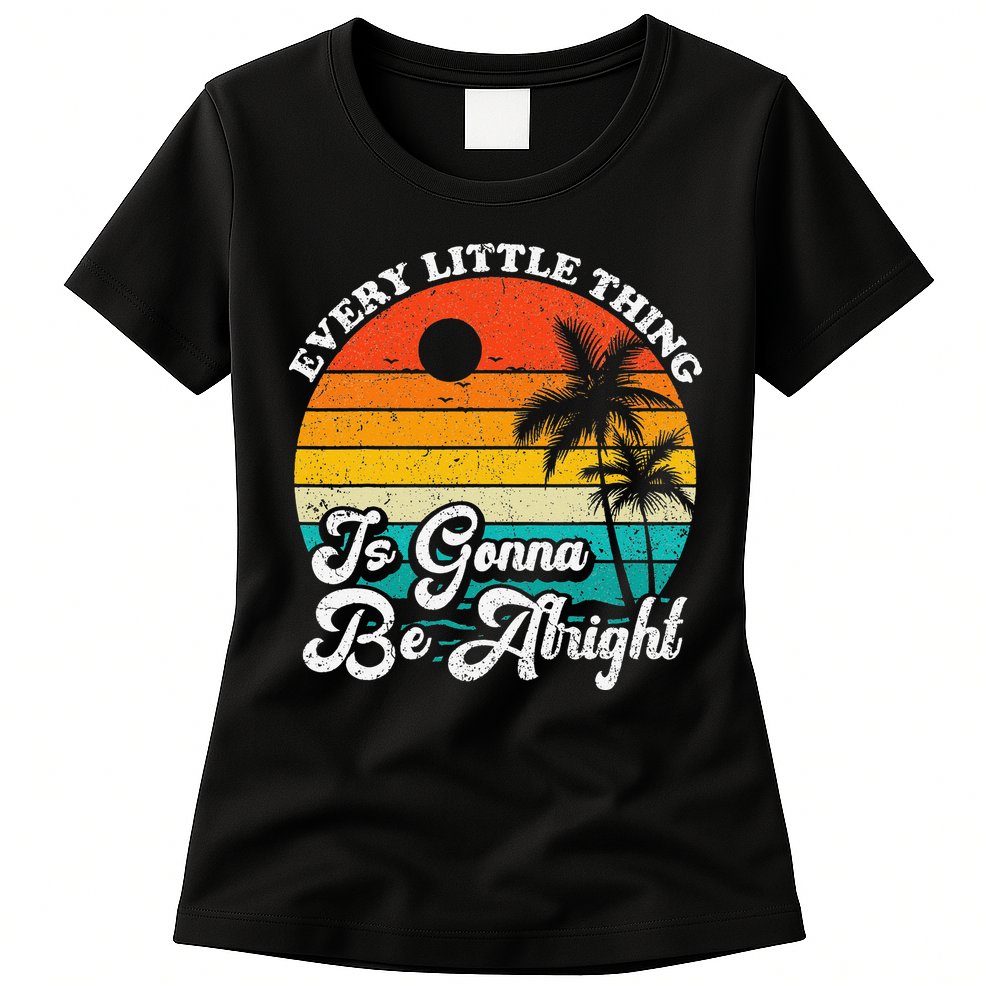 Vintage Every Little Thing Is Gonna Be Alright Beach Sunset Womens T-Shirt