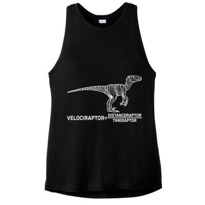 Velociraptor Equals Distanceraptor Timeraptor Ladies PosiCharge Tri-Blend Wicking Tank