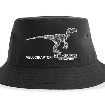 Velociraptor Equals Distanceraptor Timeraptor Sustainable Bucket Hat