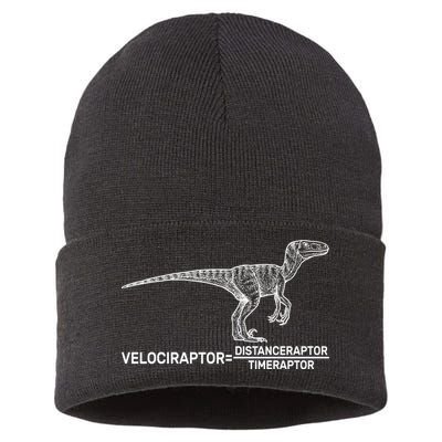 Velociraptor Equals Distanceraptor Timeraptor Sustainable Knit Beanie