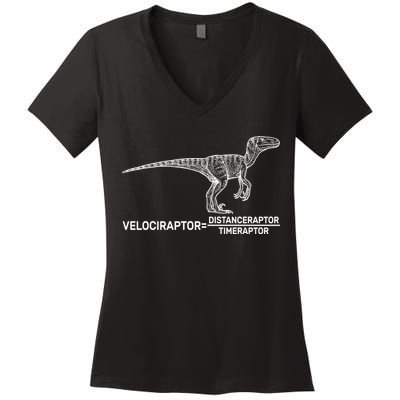 Velociraptor Equals Distanceraptor Timeraptor Women's V-Neck T-Shirt