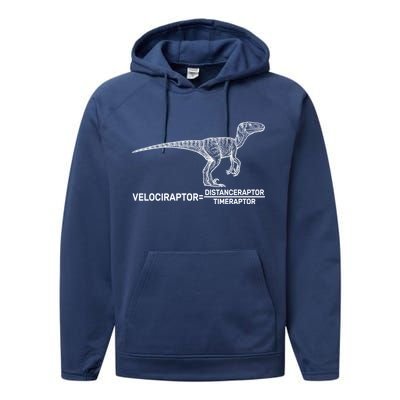 Velociraptor Equals Distanceraptor Timeraptor Performance Fleece Hoodie